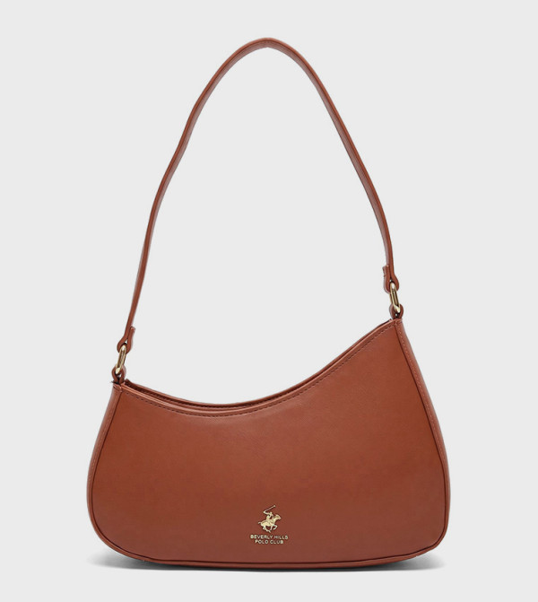 Metal Accent Zip Shoulder Bag