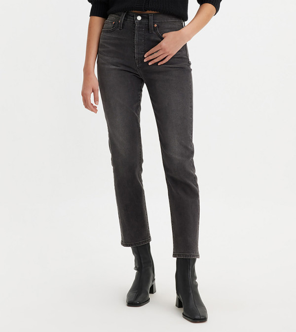 WEDGIE Faded Cropped Straight Fit Jeans