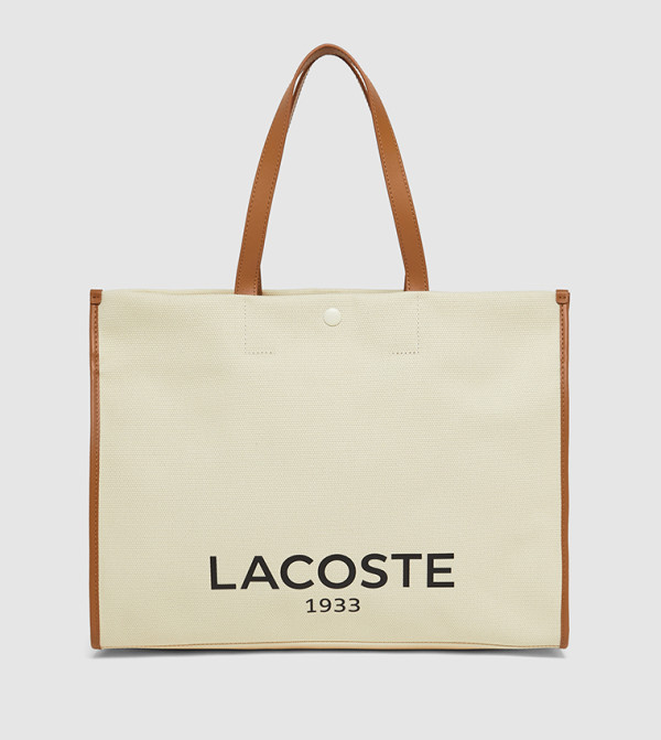 Logo Printed Snap Button Tote Bag