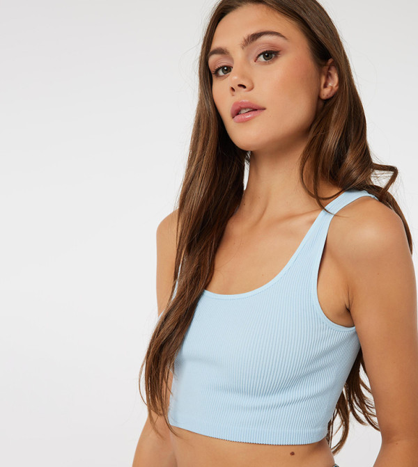 Ribbed Crop Seamless Tank Top
