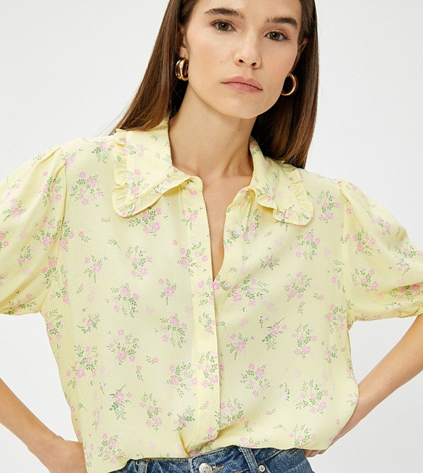 Floral Printed Puff Sleeves Shirt