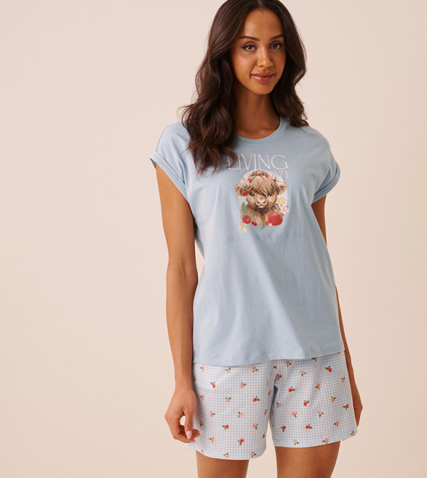 Highland Cow Print Cotton Short Sleeves T-Shirt