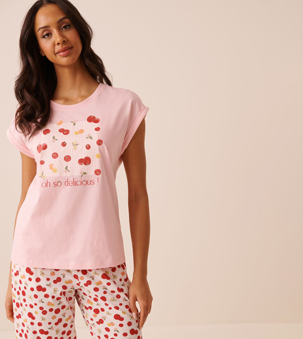 Tomato Print Cotton Short Sleeves T-Shirt