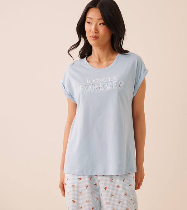 Together Forever Print Cotton Short Sleeves T-Shirt