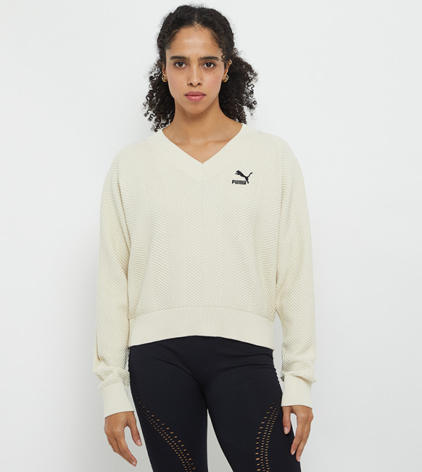 Knitted V-Neck Chevron Sweater