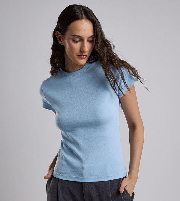 Solid T-Shirt with Crew Neck and Short Sleeves
