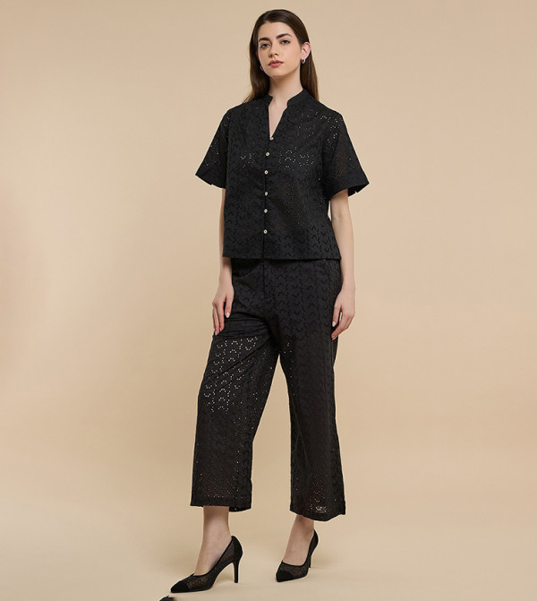 Woven Straight Fit Pants with Elastic Waist