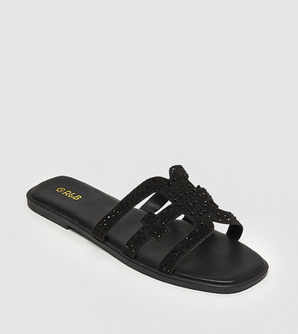 Glitter Detail Flat Sandals