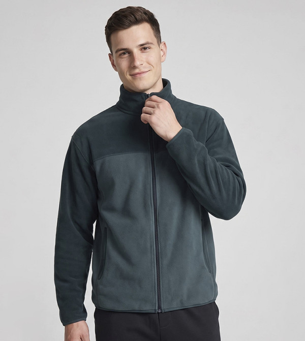 Color Block Jacket with Zipper Closure
