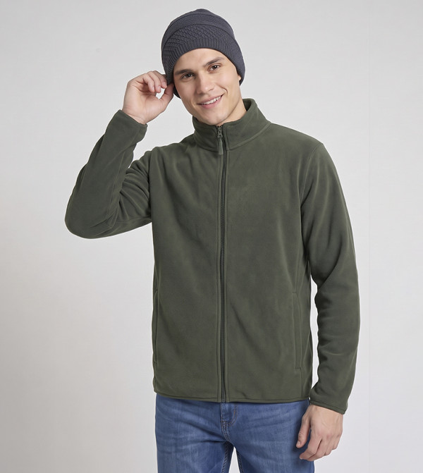Solid Jacket with Zipper Closure