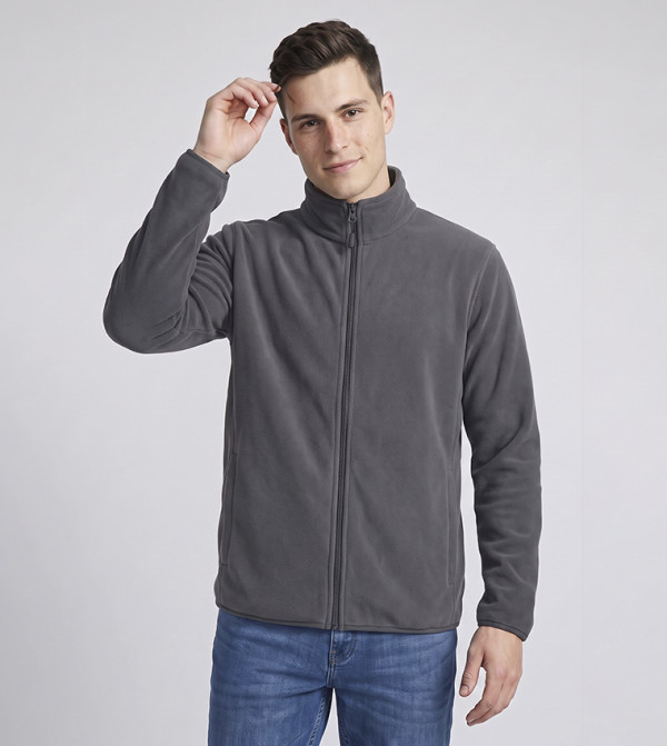 Solid Jacket with Zipper Closure