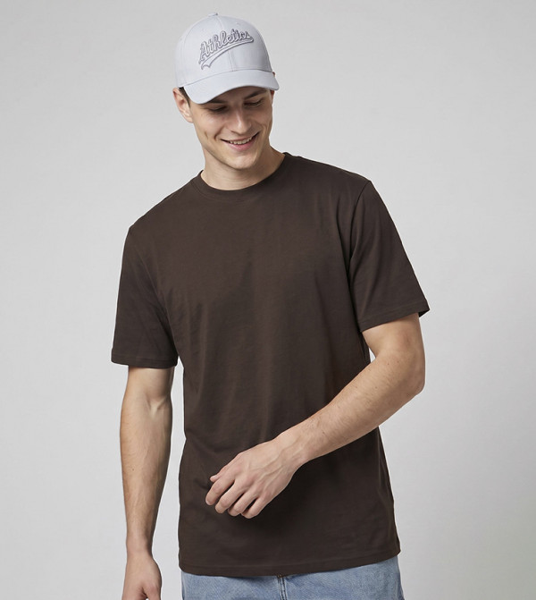 Solid T-Shirt with Crew Neck and Short Sleeves
