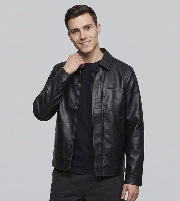Solid Jacket with Zipper Closure