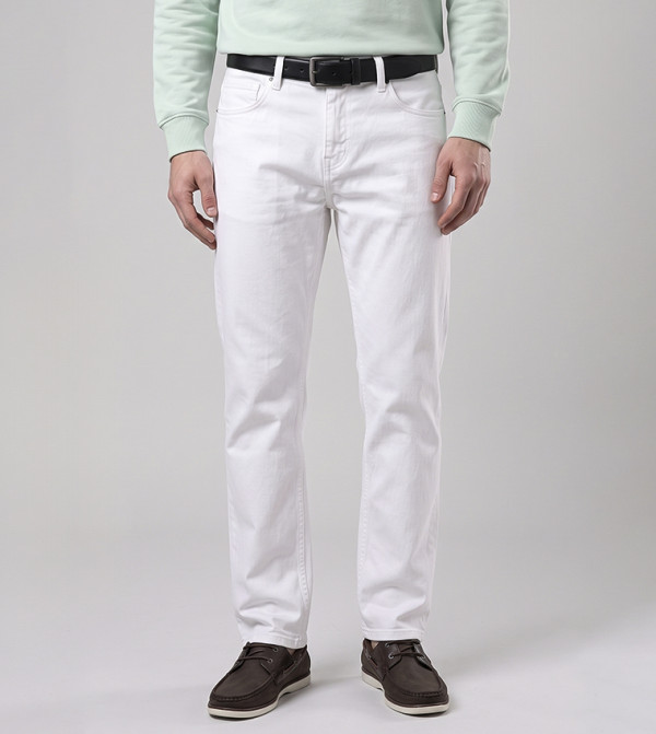 Solid Slim Fit Jeans with Button Closure