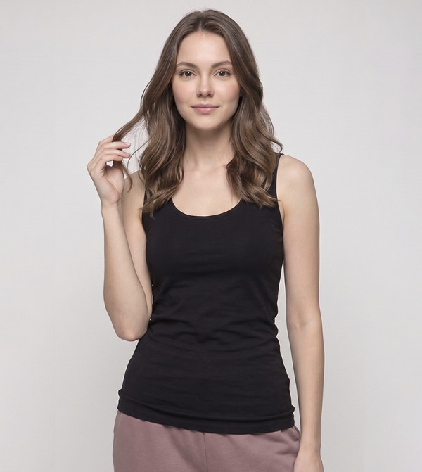 Solid Scoop Neck Tank Top