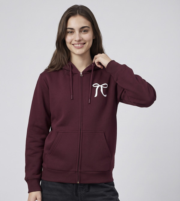 Printed Hooded Jacket with Zipper Closure
