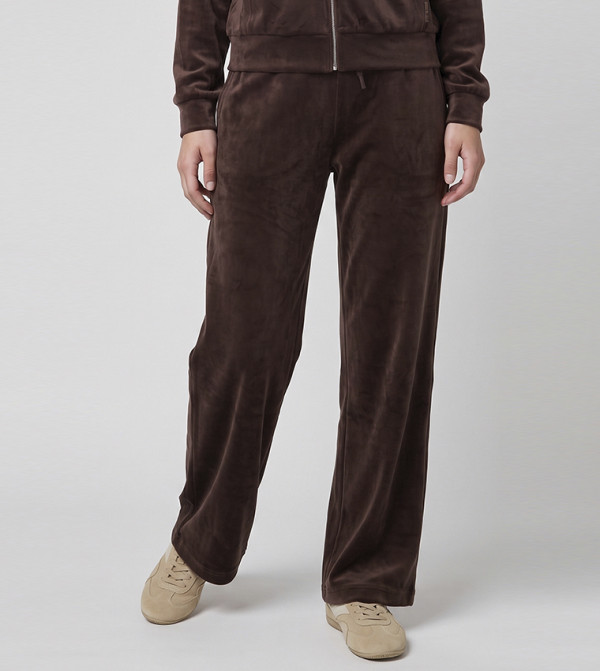 Solid Straight Fit Pants with Drawstring Waist
