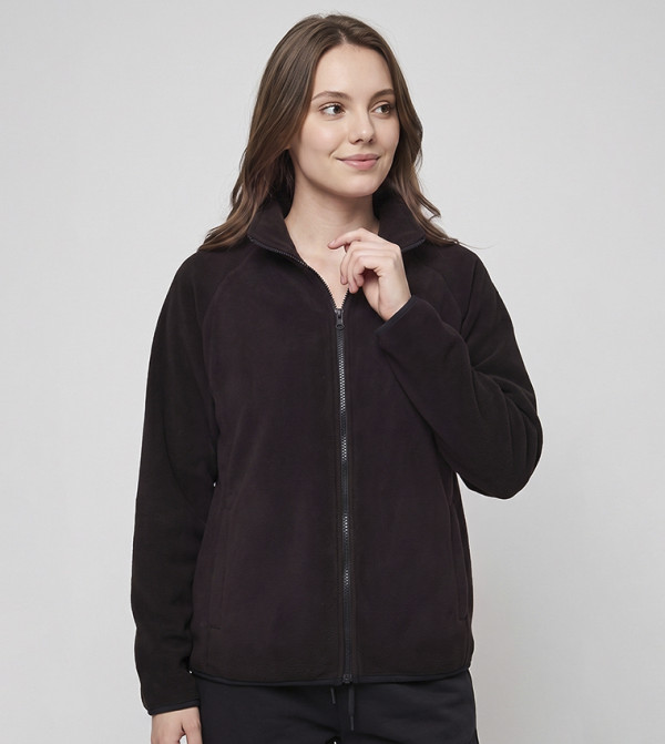 Solid Casual Jacket with Zipper Closure