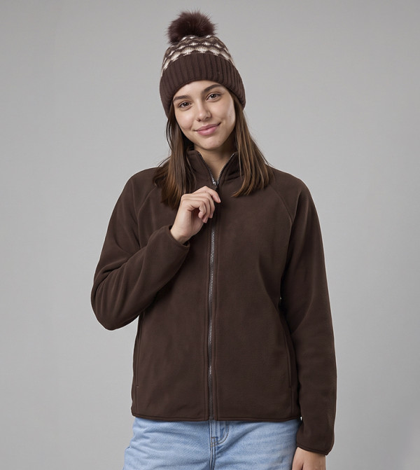 Solid Casual Jacket with Zipper Closure