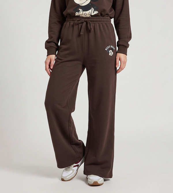 Mickey Mouse Print Sweatpants with Drawstring Waist