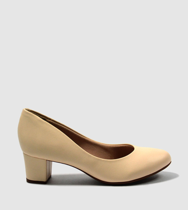 Block Heel Round Toe Pumps