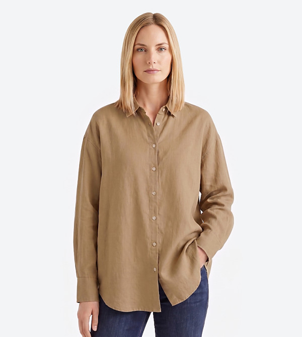 ALLDAY Solid Long Sleeves Linen Shirt