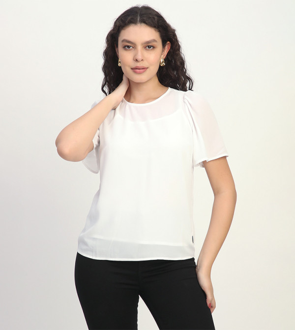 Solid Flutter Sleeve Top