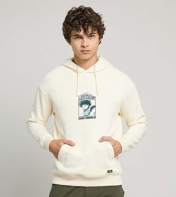 Printed Hoodie with Long Sleeves