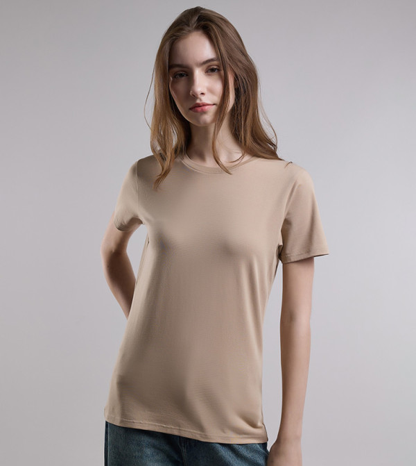 Solid T-Shirt with Crew Neck and Short Sleeves