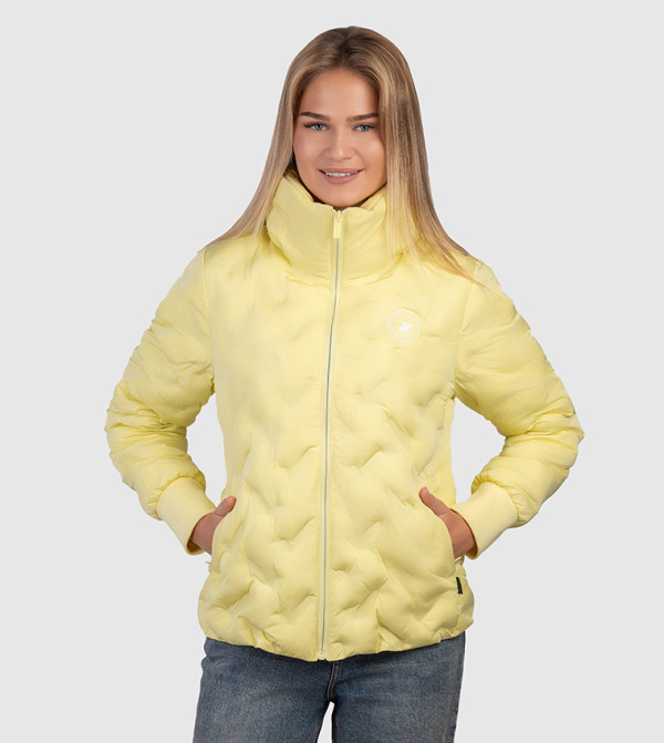 Textured High Neck Zip-Through Puffer Jacket