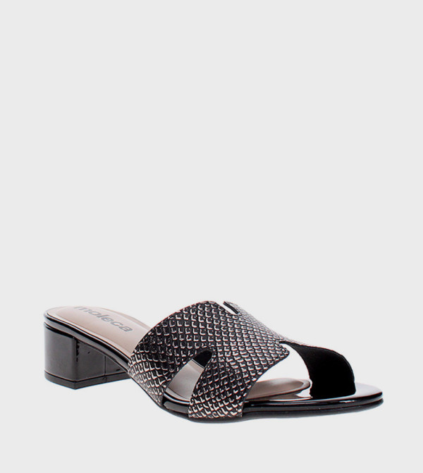 Snakeskin Block Heel Sandals