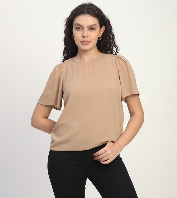Solid Flutter Sleeve Top