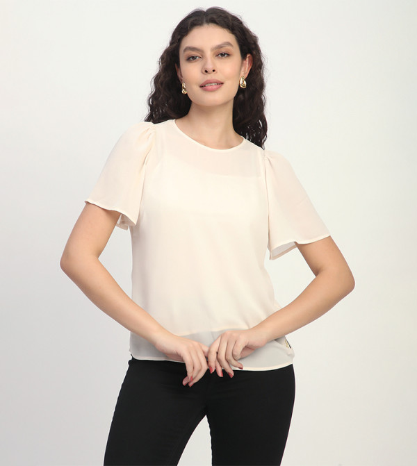 Solid Flutter Sleeve Top