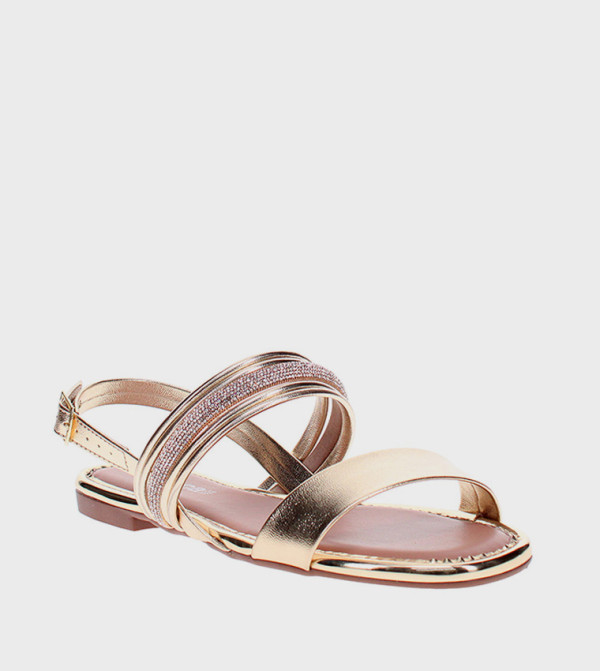 Embellished Slingback Flat Sandals