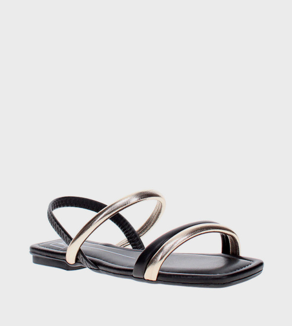 Textured Dual Strap Flat Sandals