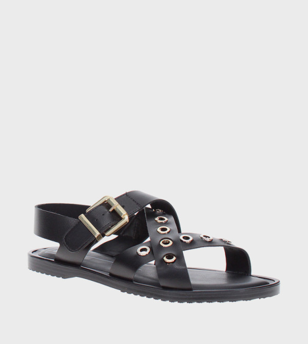 Studded Criss-Cross Flat Sandals