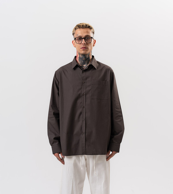 Long Sleeves Poplin Oversized Shirt