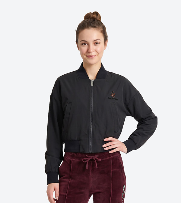 Solid Zipper Bomber Casual Jacket