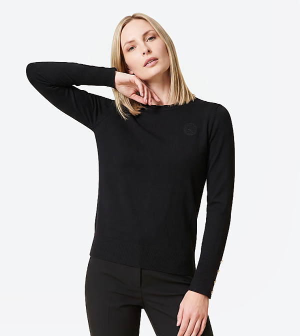 Logo Detail Knitted Crew Neck Sweater