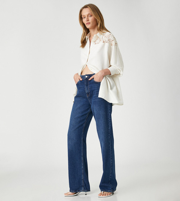 Crochet Detail Oversized Shirt