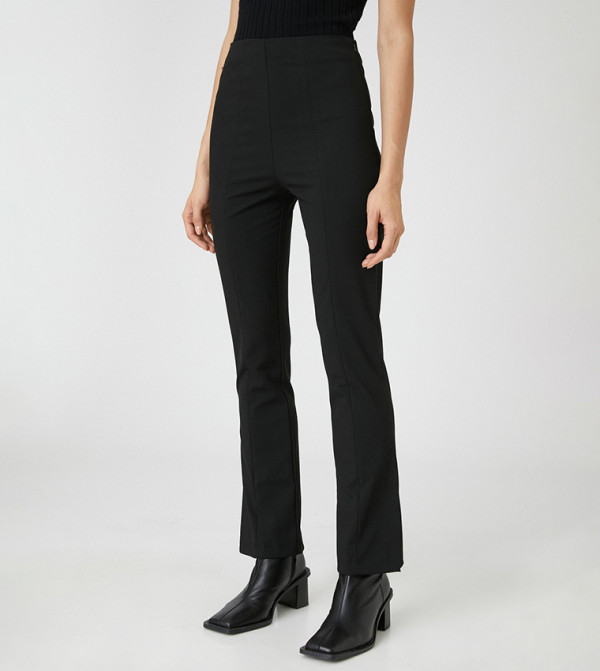 Solid High Waist Spanish Leg Trousers