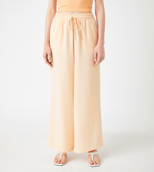 Drawstring Waist Wide Leg Trousers