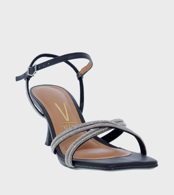 Embellished Ankle Strap Heel Sandals