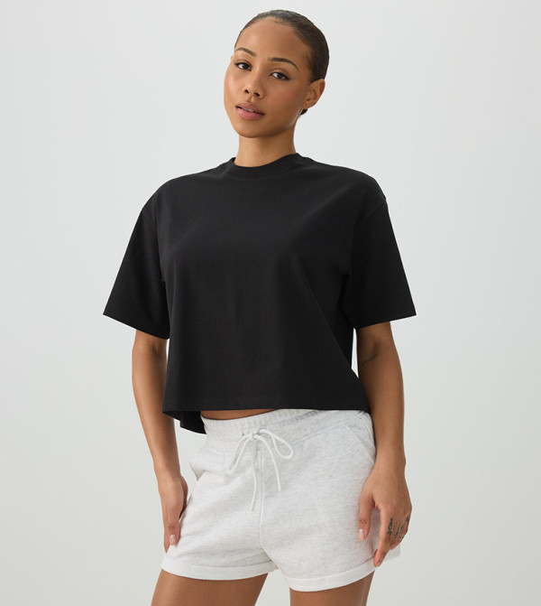 Solid Crew Neck Boxy T-Shirt