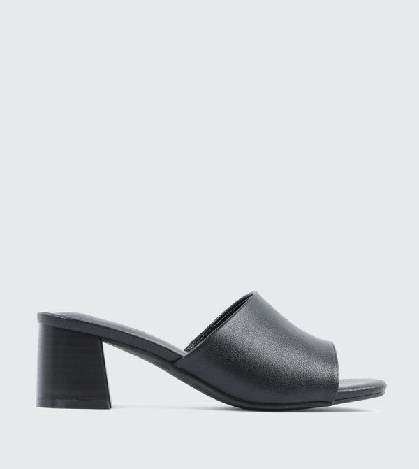 Textured Square Toe Heeled Sandals
