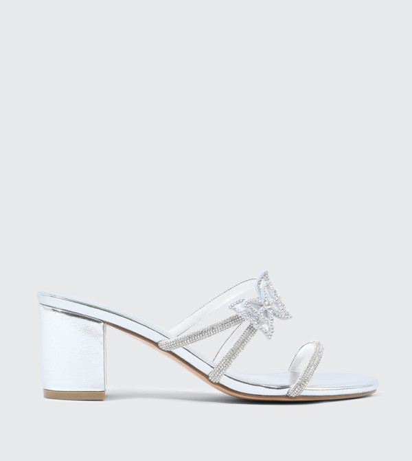 Embellished Butterfly Detail Block Heel Sandals