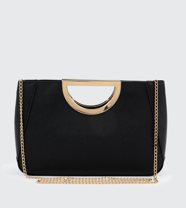 Textured Clutch Bag with Chain Sling