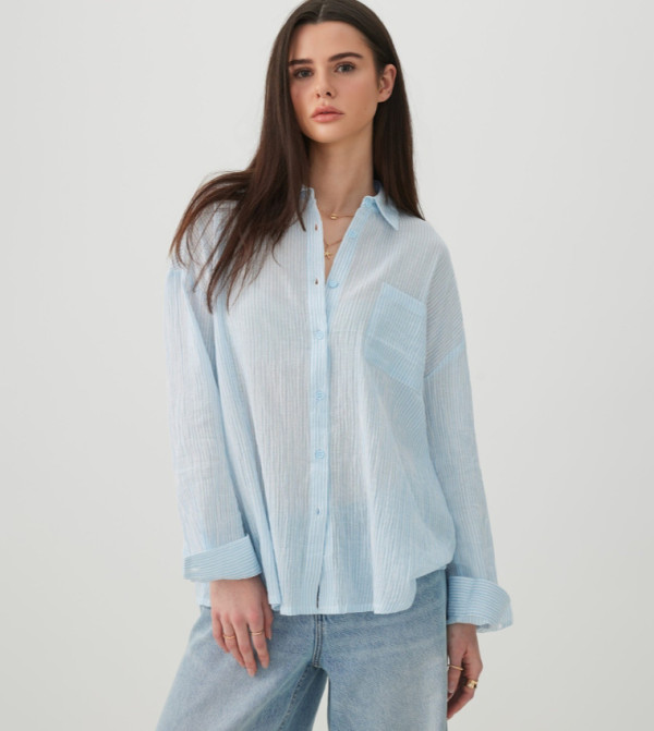 Solid Long Sleeves Oversized Shirt