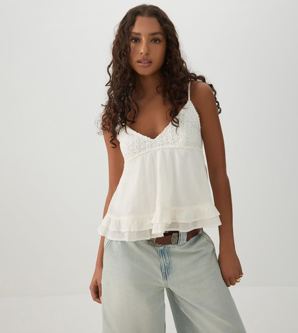 Crochet Scoop Neck Cami Top