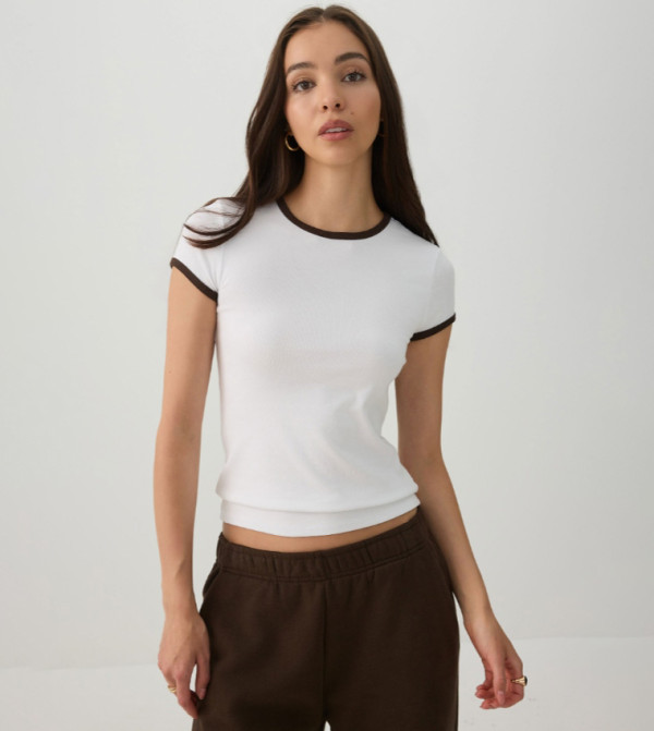 Contrast Trim Crew Neck Slim Fit T-Shirt